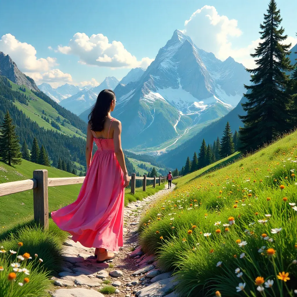 Pink Dress Hike in Slovenian Alps