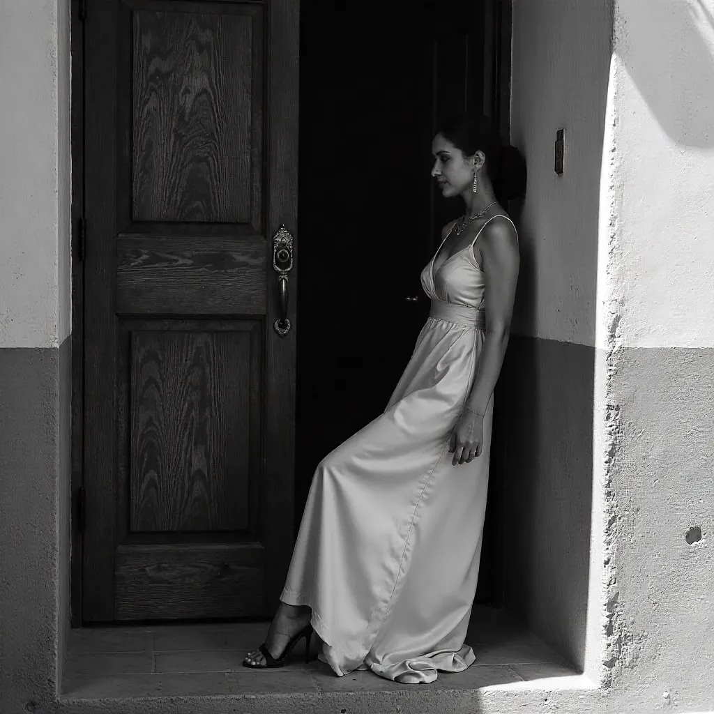 Monochrome Doorway Portrait in Rabat