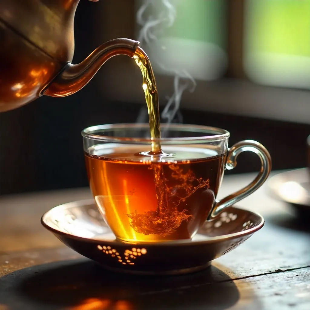 Amber Tea Pour into Copper Filigree Cup