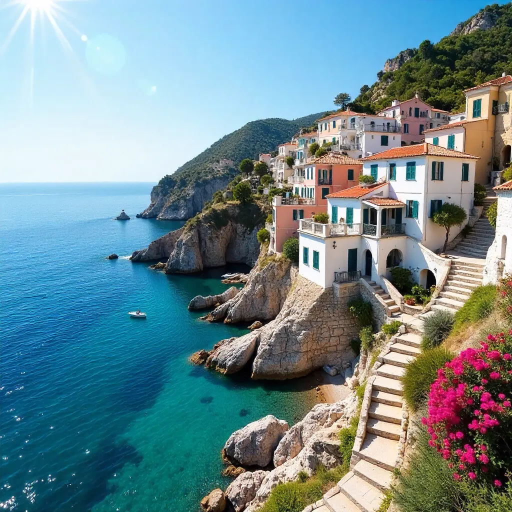 Coastal Charm of Corfu Under a Clear Blue Sky