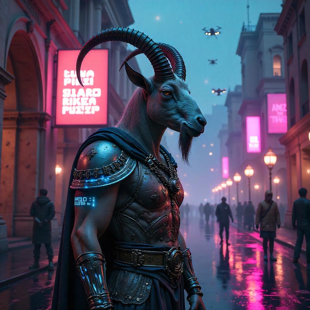 Neon Goat in Ancient Rome: Cyberpunk Colosseum