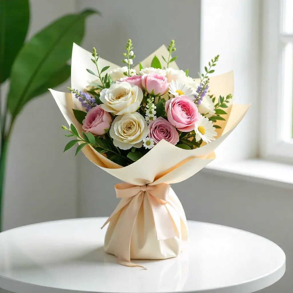 Gift-Worthy Mixed Bouquet on White Table