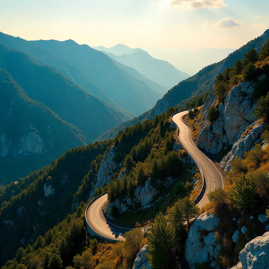 Aerial Ribbon: Winding Mountain Road in Türkiye