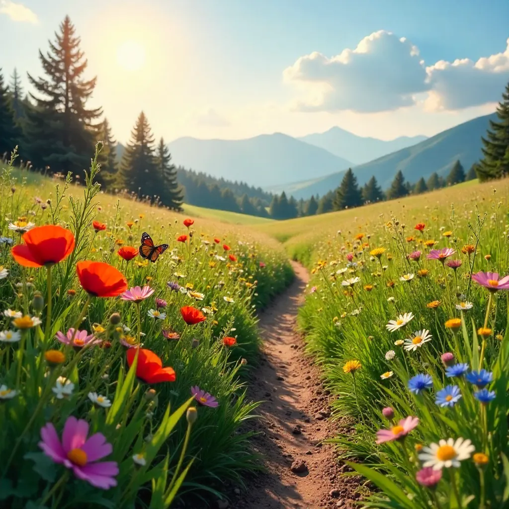 Tranquil Meadow of Vibrant Wildflowers