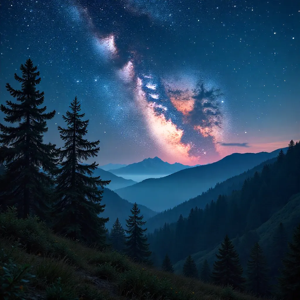 Milky Way Over a Dense Slovak Forest at Night