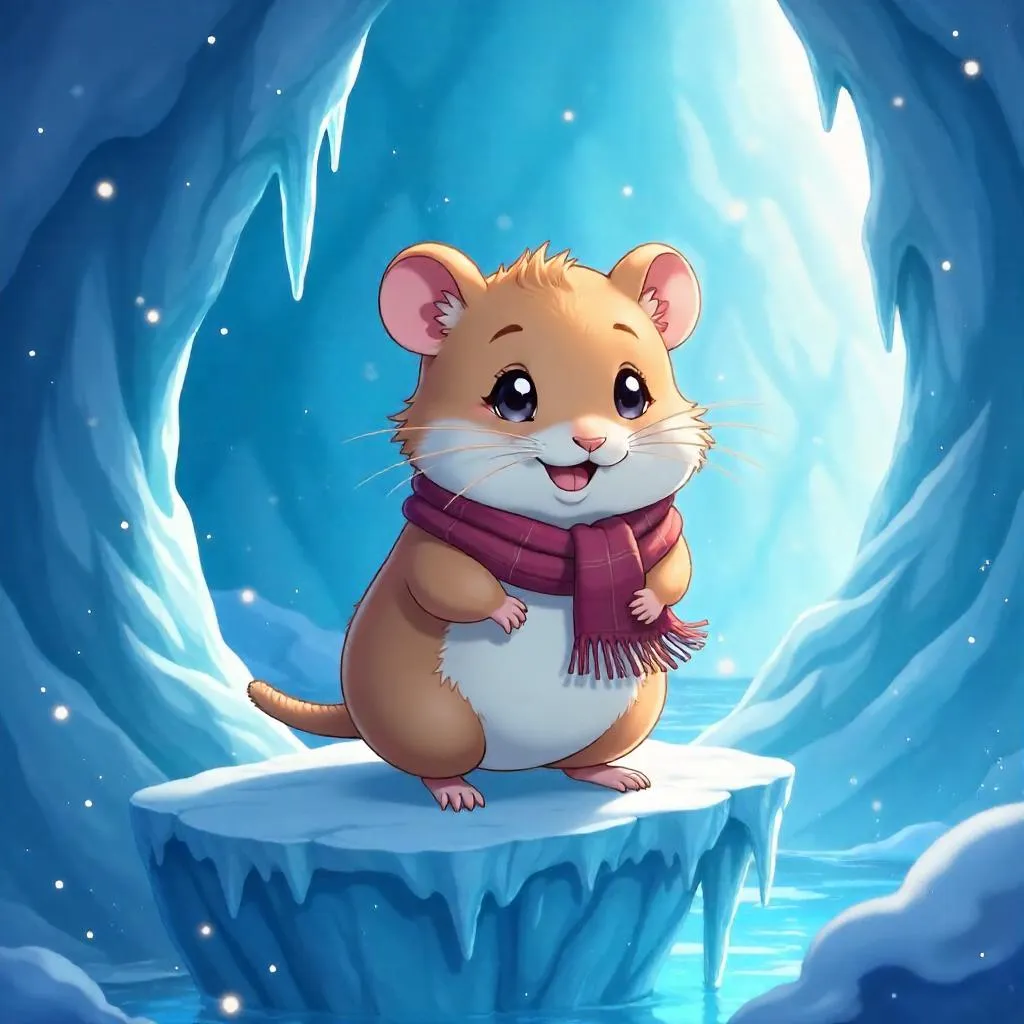 Snowbound Hamster in an Anime Ice Cave
