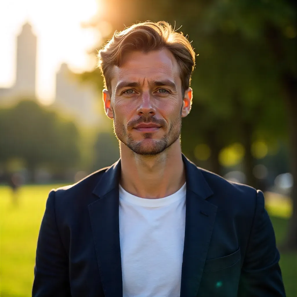 Golden Hour Portrait of a White Man in a Park