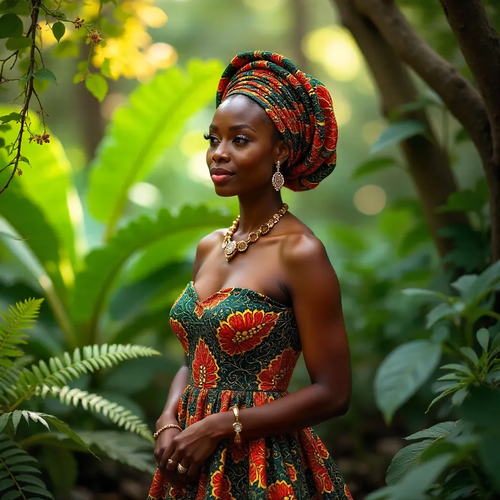 Nigerian Attire Among Lush Greenery