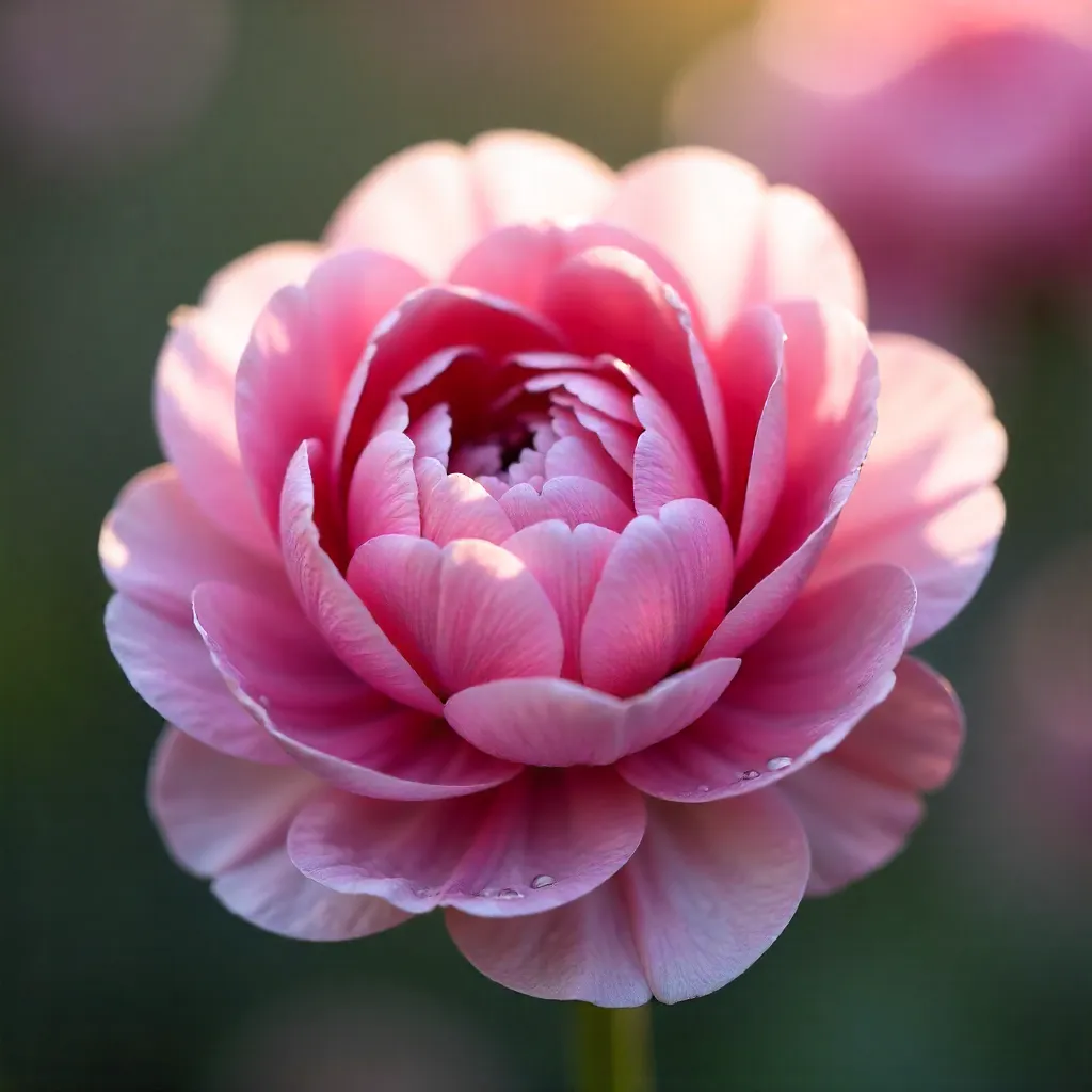 Close-up of Delicate Pink Ranunculus Petals