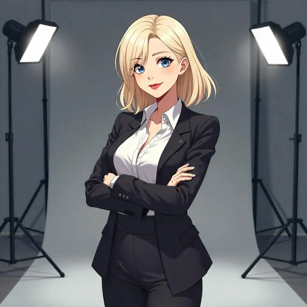 Confident Anime Studio Portrait of a White Woman