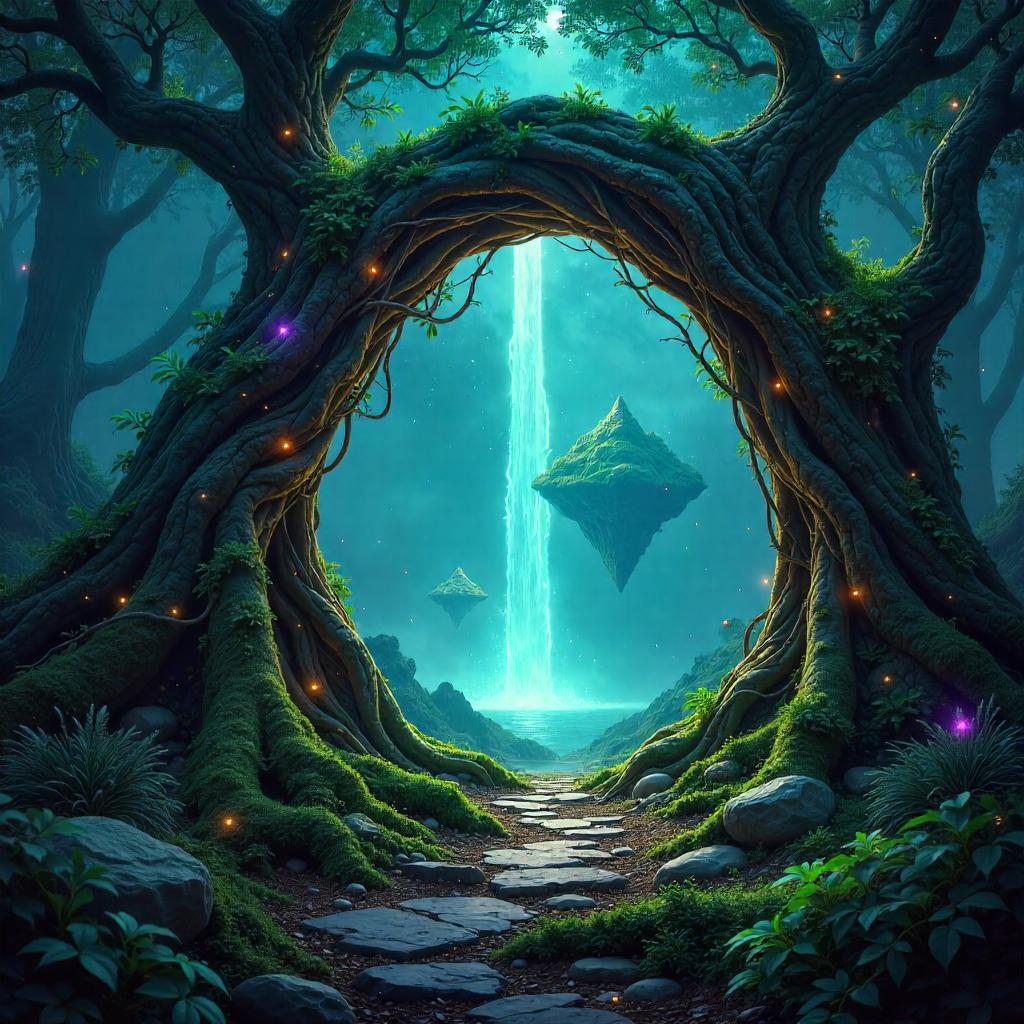 Luminous Gateway in a Mystical Forest