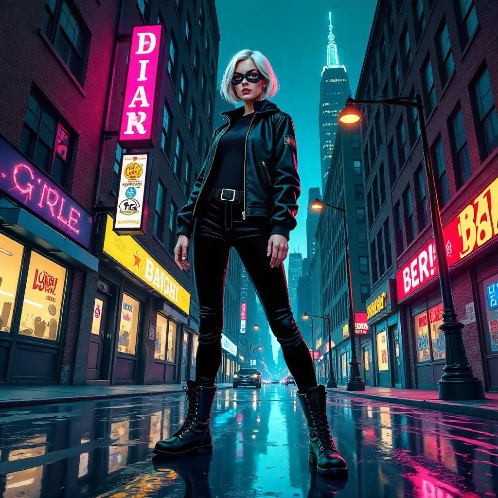 Urban Night Heroine in Comic-Book Style