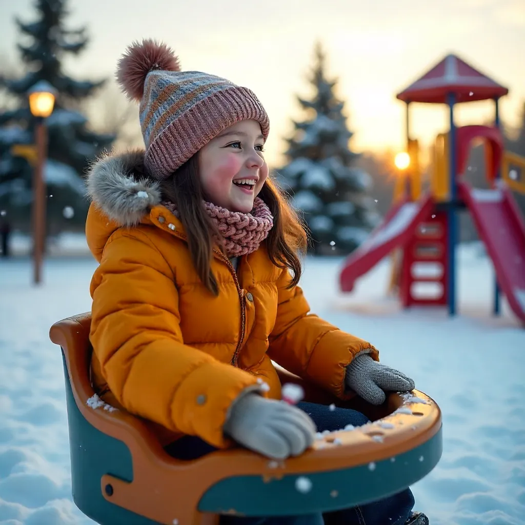 Snowy Playground Spin: Winter Joy