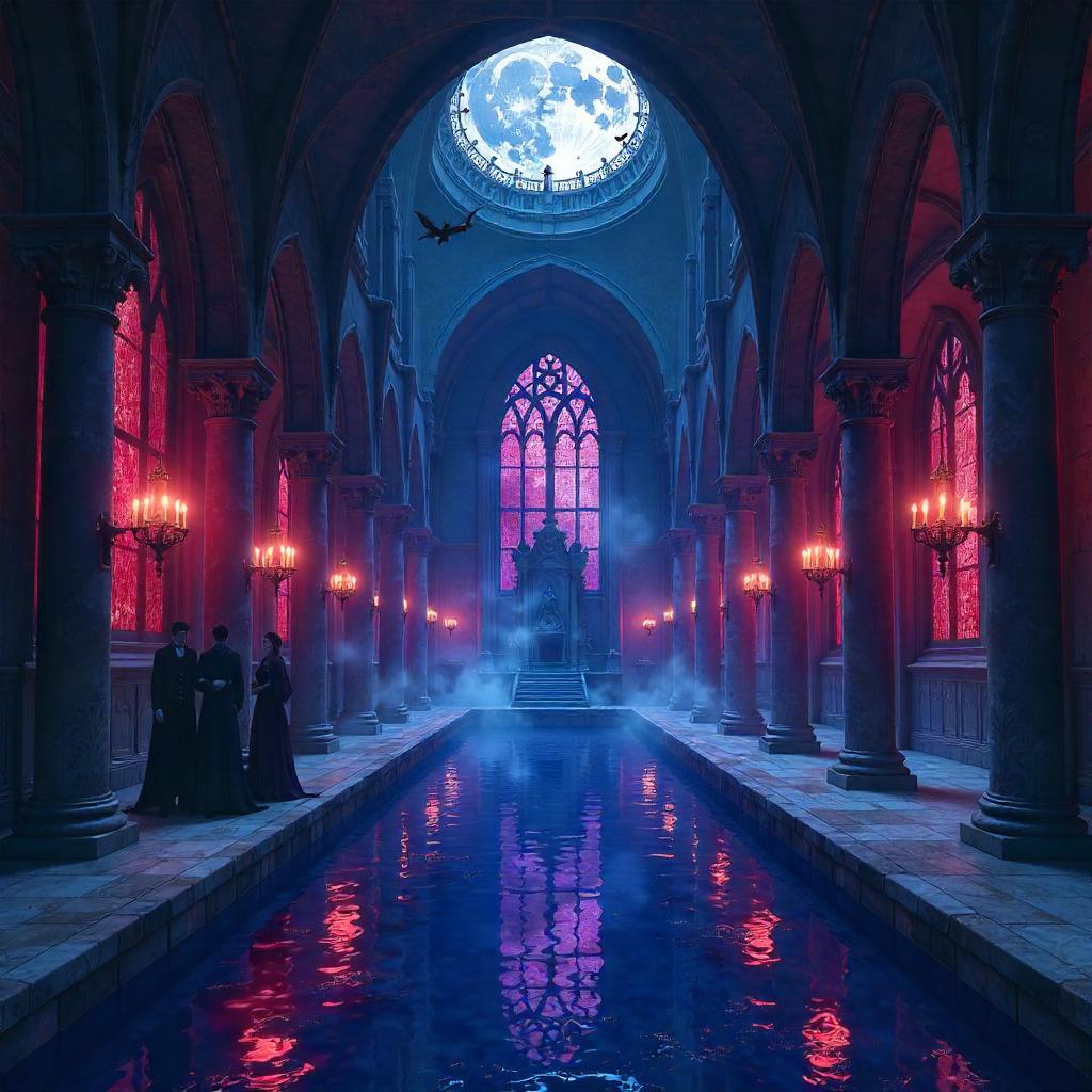 Night River in the Vampire Castle - Anime Scene