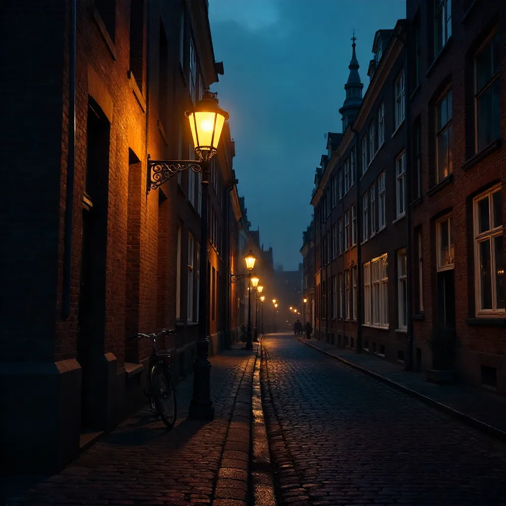 Copenhagen Lantern on Historic Cobblestone Corner