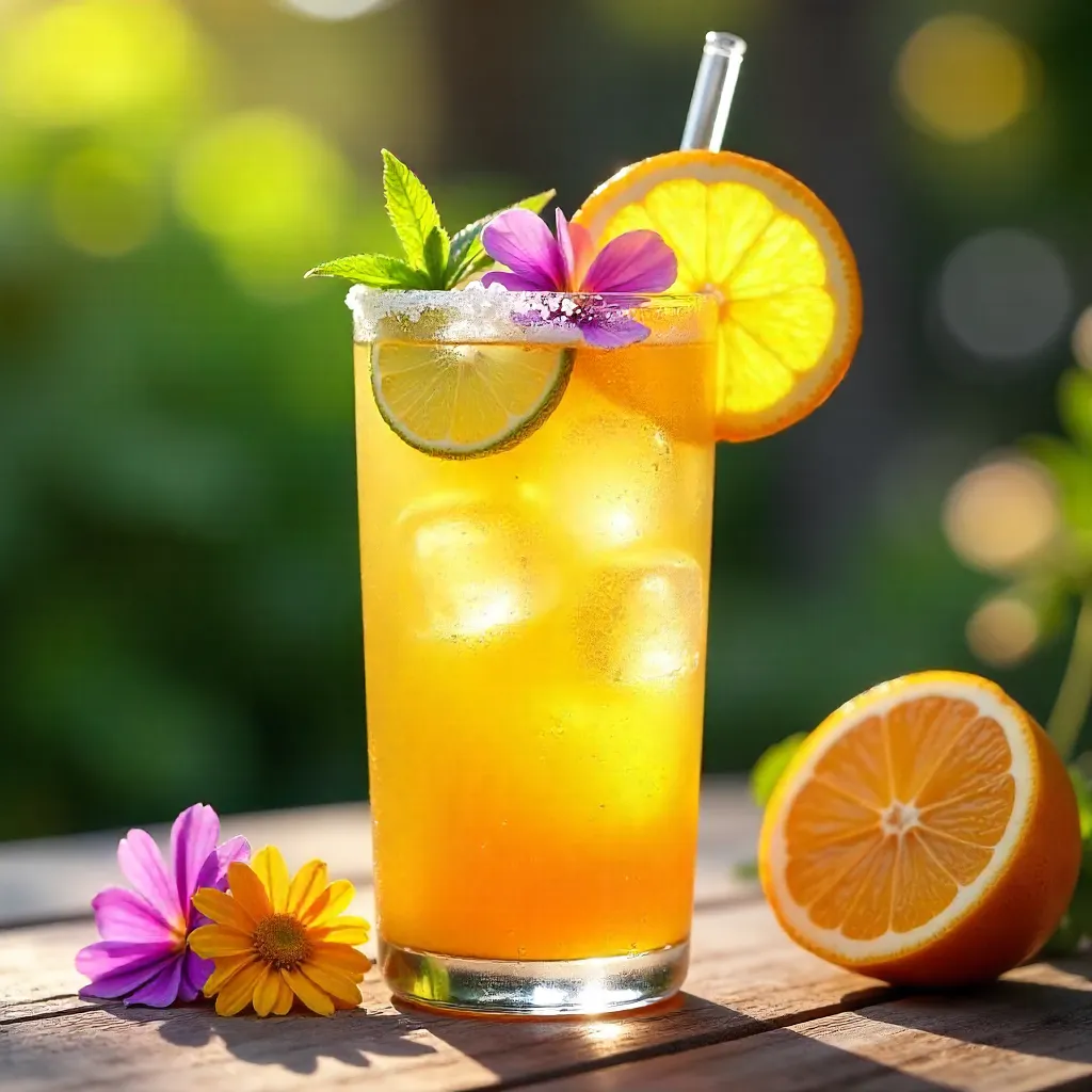 Vibrant Citrus Cocktail with Edible Flowers