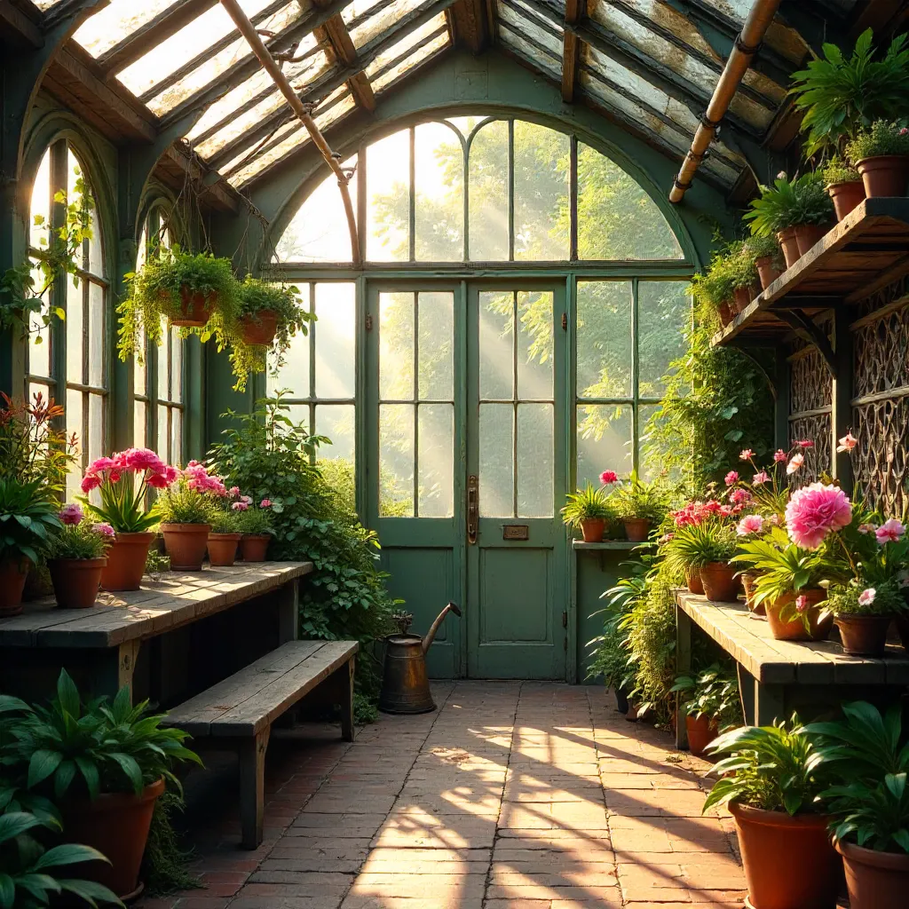 Vintage Glasshouse Verdant Dreamscape