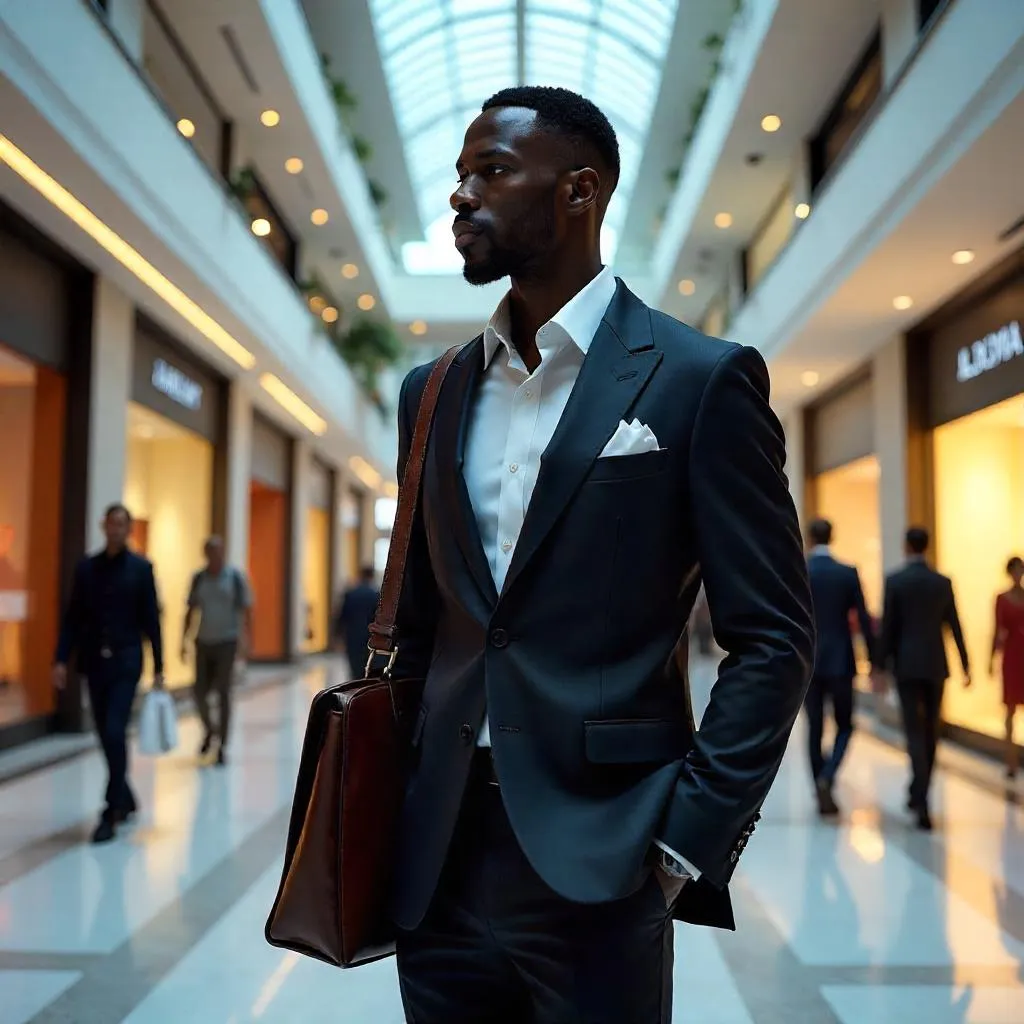 Elegant Black Man in a Futuristic Mall — Concept Art