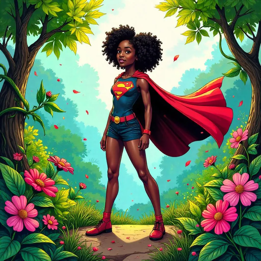 Garden of Ink: Black Girl Hero in Bloom
