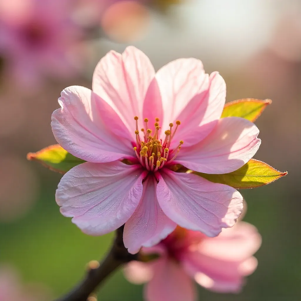 Delicate Pink Cherry Blossoms in Spring — Macro