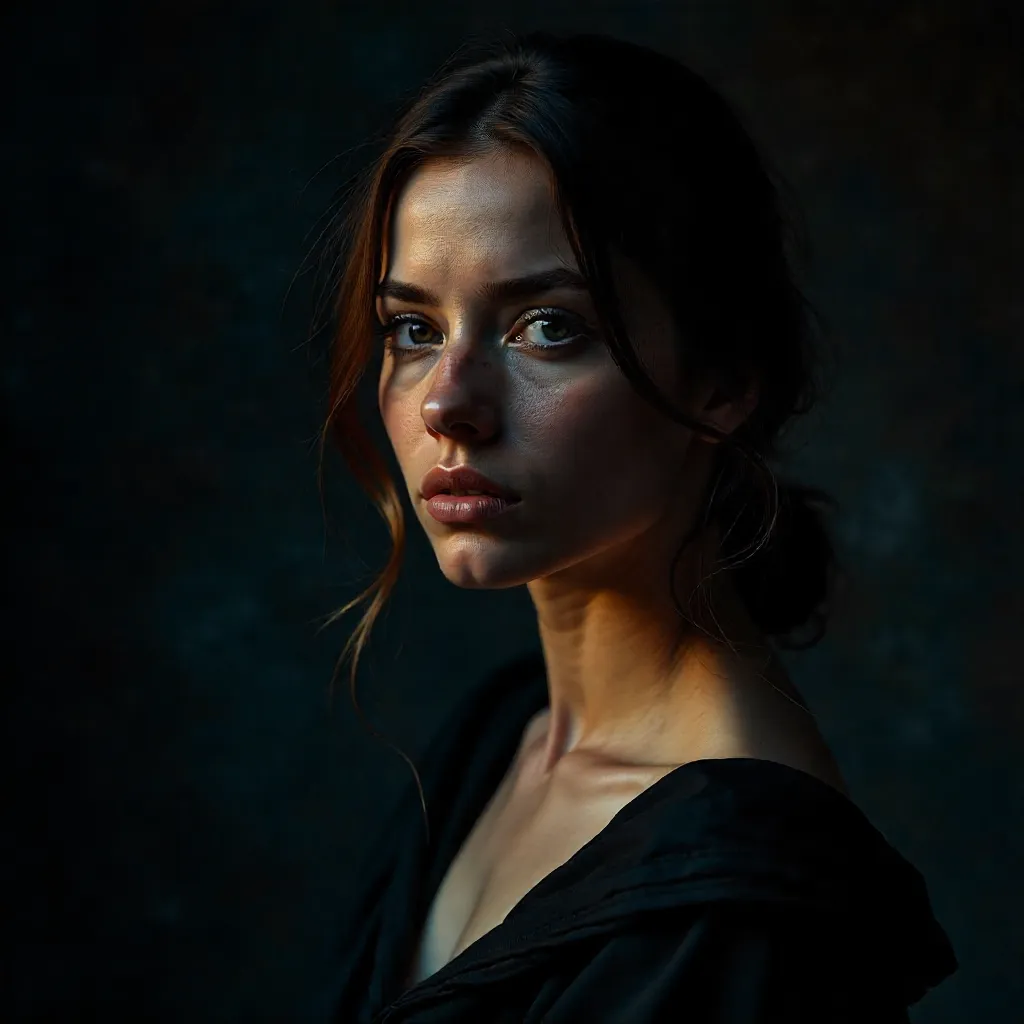 Moody Shadowed Portrait of a Woman