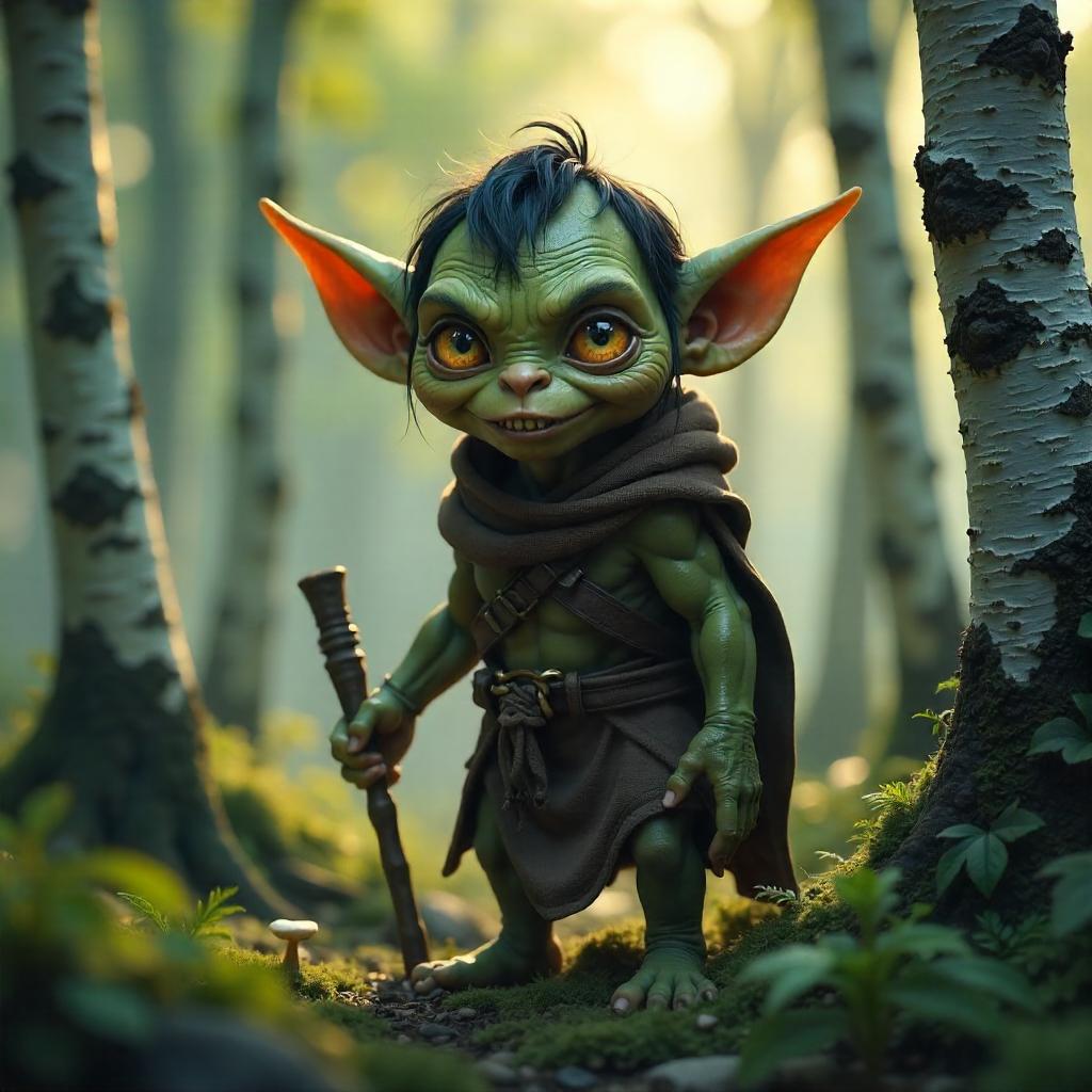 Photoreal Goblin in a Birch Forest