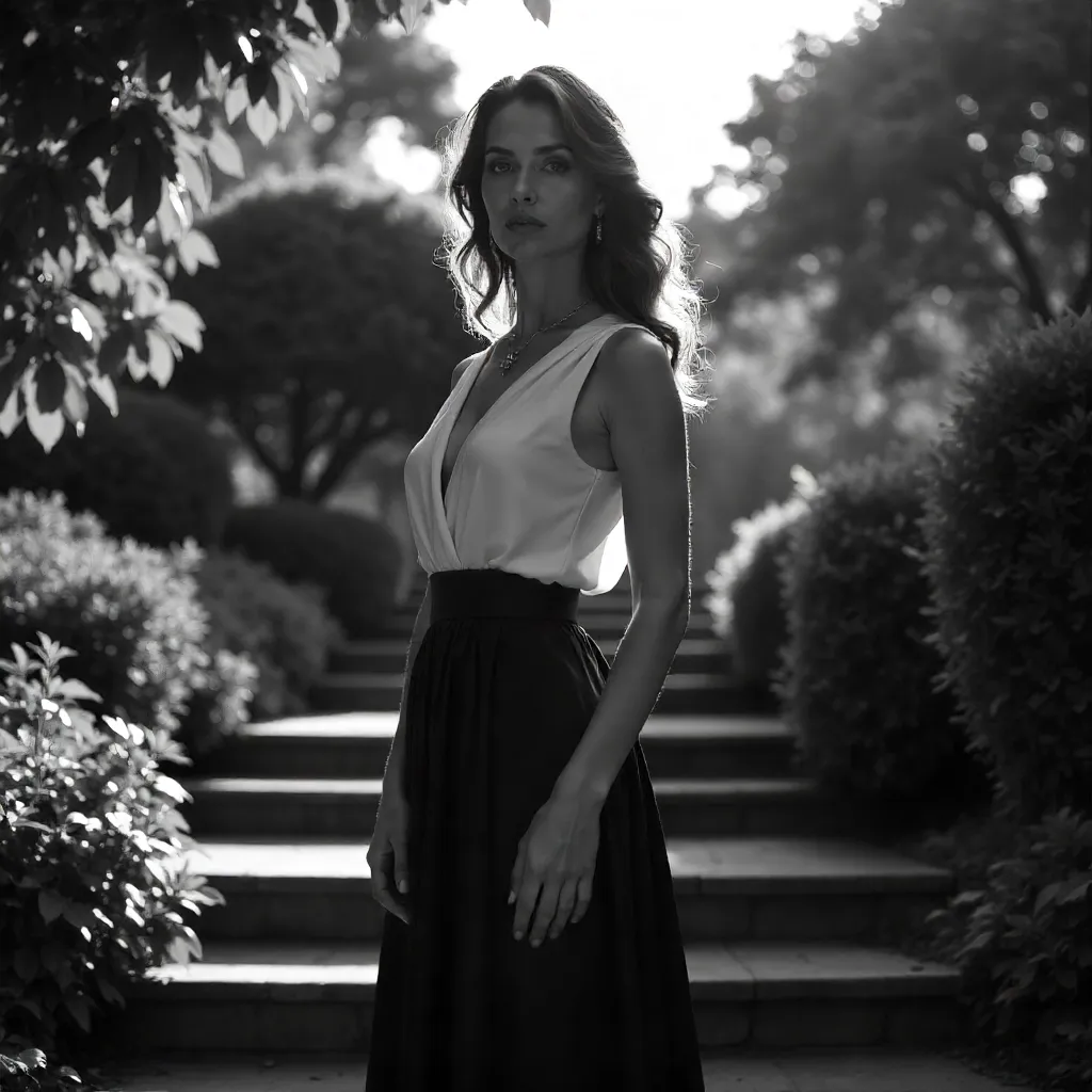 Elegant Outdoor Monochrome Portrait of a Woman