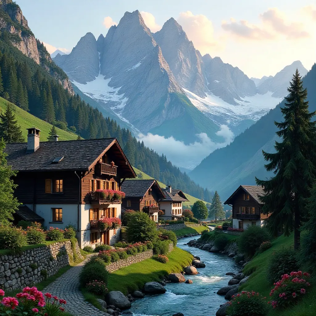 Valle d'Aosta Alpine Serenity: Peaks and Village