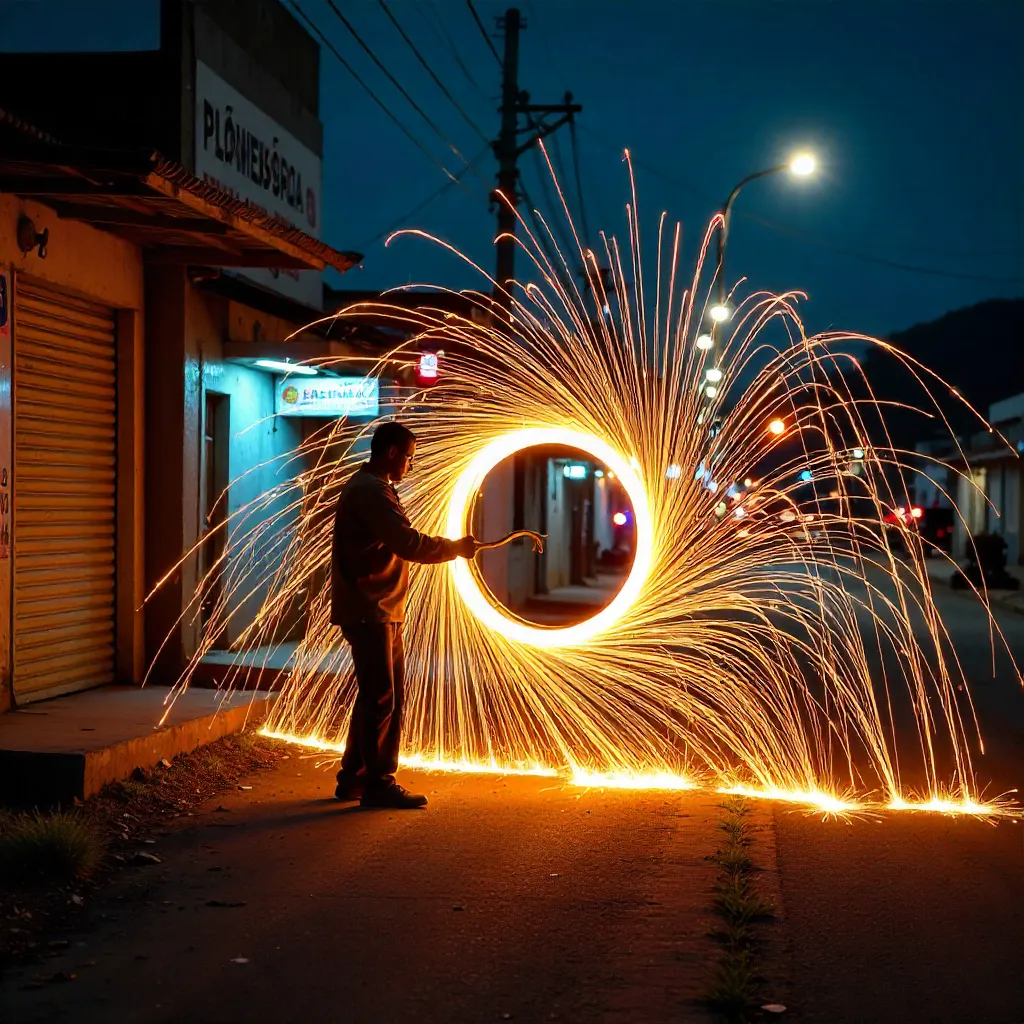 Lusaka Night: Steel Wool Light Painting