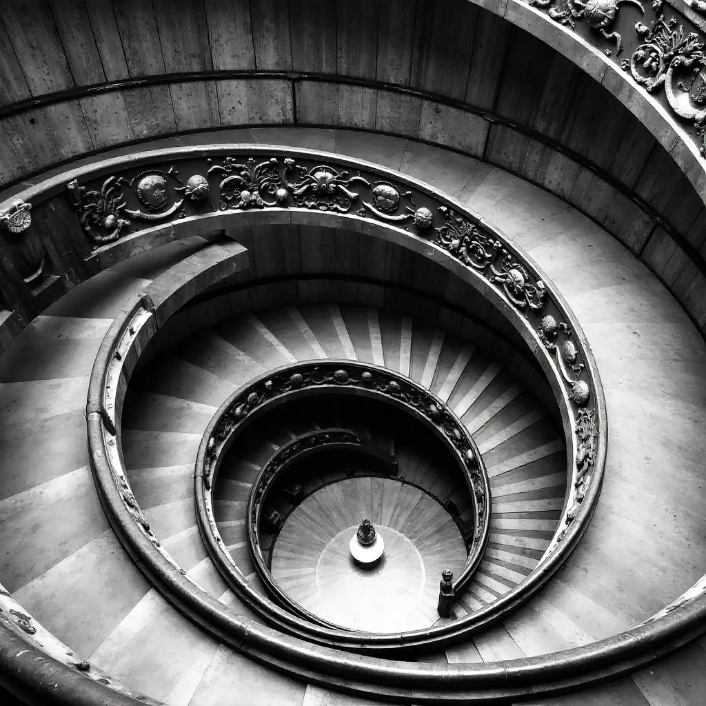 Aerial Monochrome: Bramante Staircase