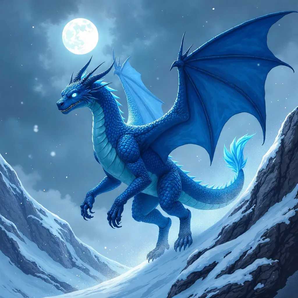 Blizzard Wyvern: Anime-Style Dragon in Snowstorm