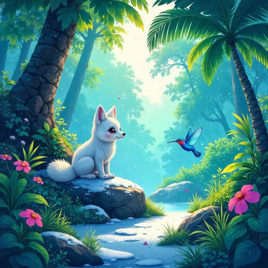 Arctic Tundra in a Jungle Canopy (Anime Style)