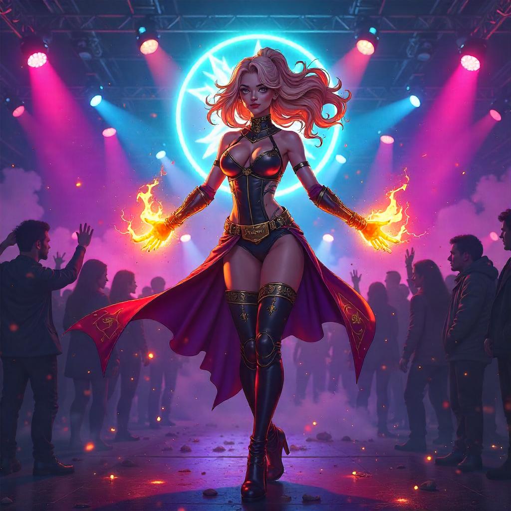 Neon Inferno: Elemental Anime Nightclub Performance