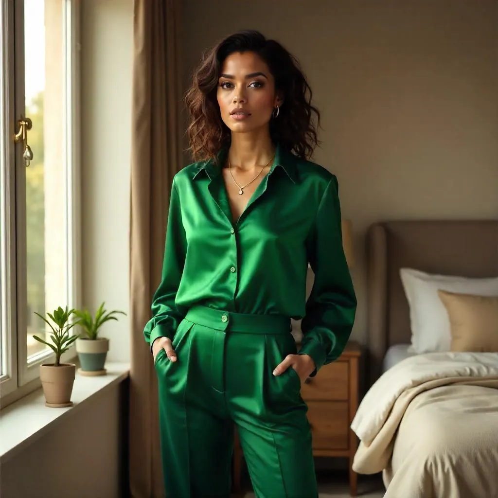 Stylish Latina Woman in a Cozy Bedroom