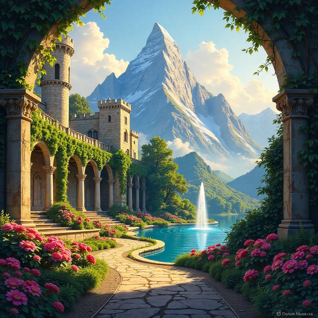 Castle Gardens and a Mountain Vista