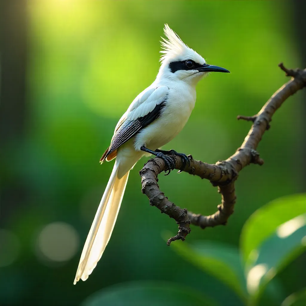 Twisted Branch with Paradise Flycatcher in Emerald Light