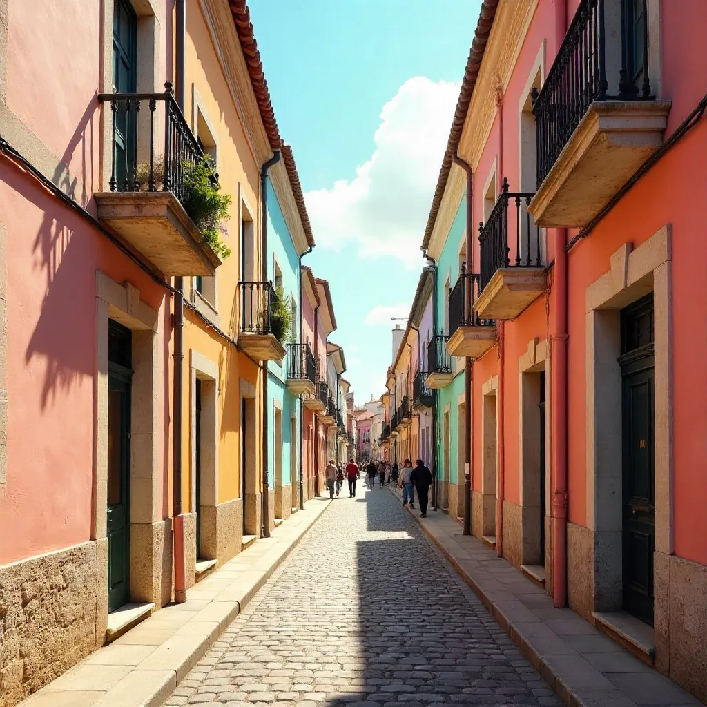 Sunlit Alley Opening to Pastel Street
