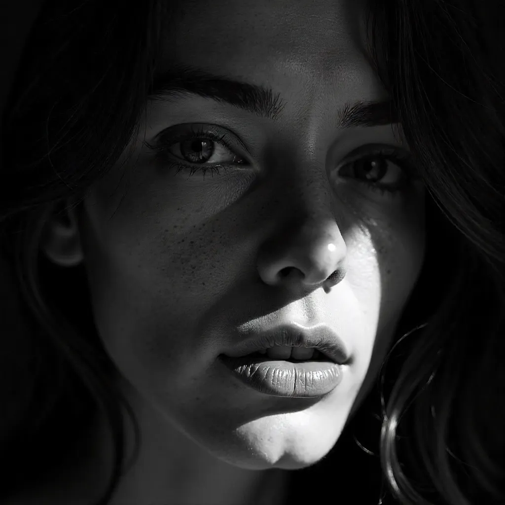 Chiaroscuro Close-Up Portrait of a Young Adult