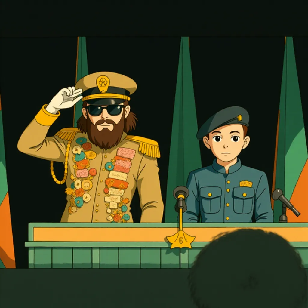 Ben Kingsley and Sacha Baron Cohen in The Dictator (2012) - Anime style