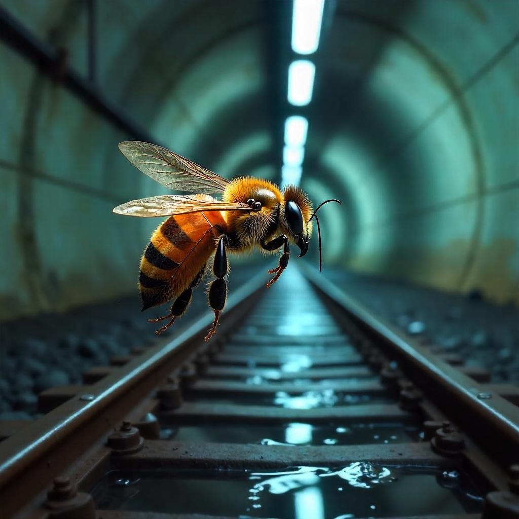 Bee in a Neon Subway Tunnel - 3D Render