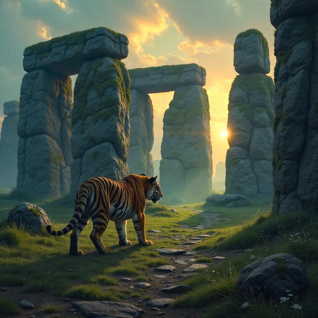 Tiger at Stonehenge: Concept Art Scene
