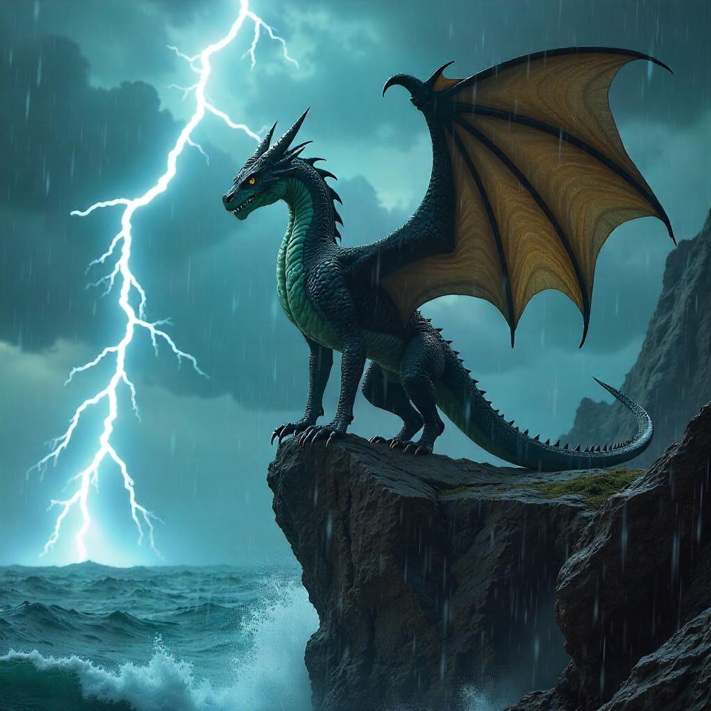 Thunderbound Wyvern in a Photoreal Storm