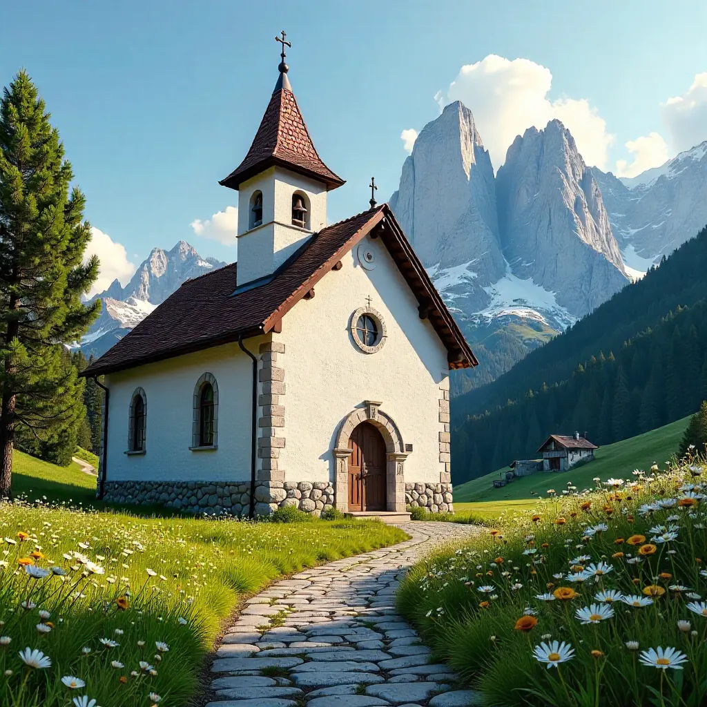 St. Magdalena Alpine Church in the Dolomites