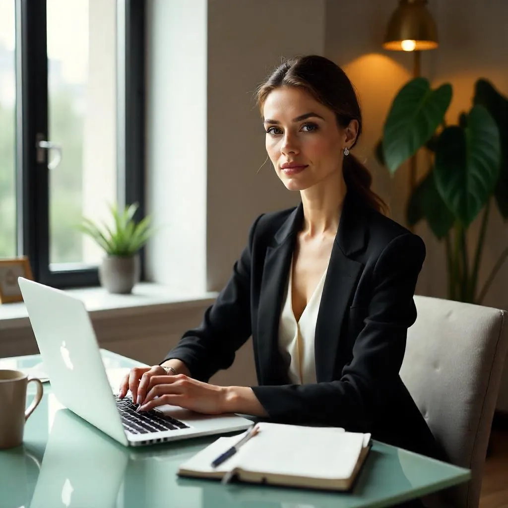 Elegant Photorealistic Woman in a Modern Office