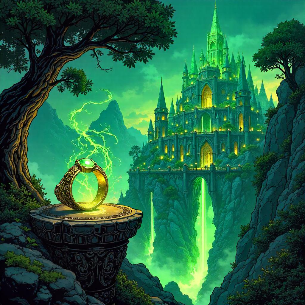 Enchanted Ring Over Elven City - Comic Panel