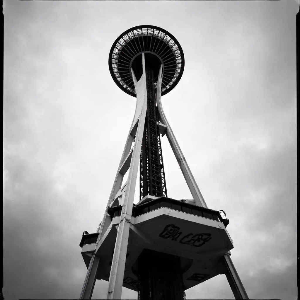 Below the Needle: Stark Black-and-White Perspective