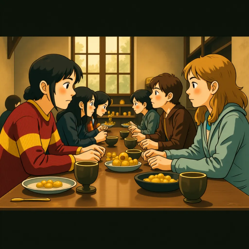 Rupert Grint, Daniel Radcliffe, Emma Watson, Bonnie Wright, and Katy Huxley-Golden in Harry Potter and the Half-Blood Prince (2009) - Anime style