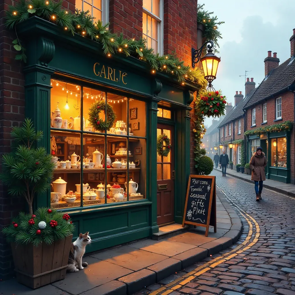 Seasonal Gift Shopfront in a Quaint English Village