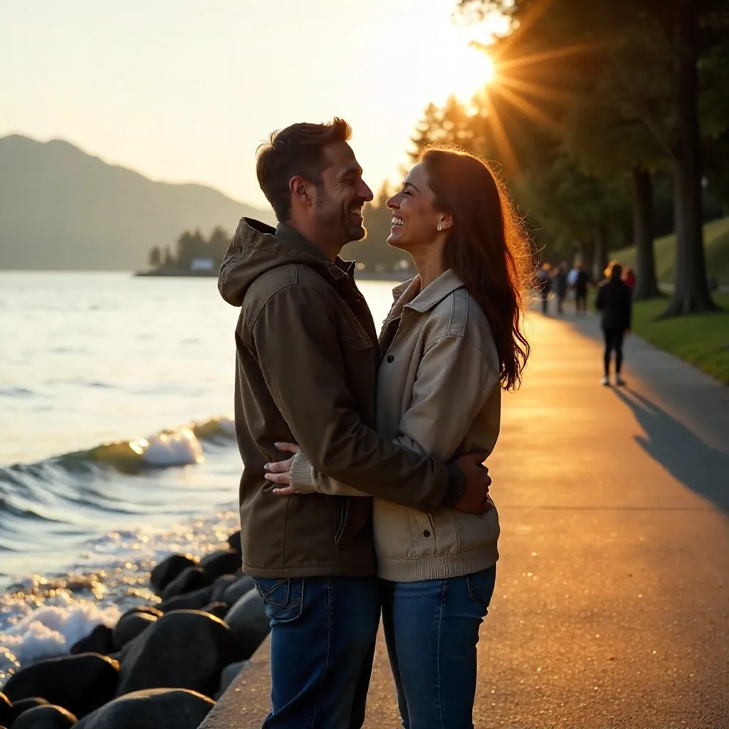Joyful Vancouver Seaside Embrace