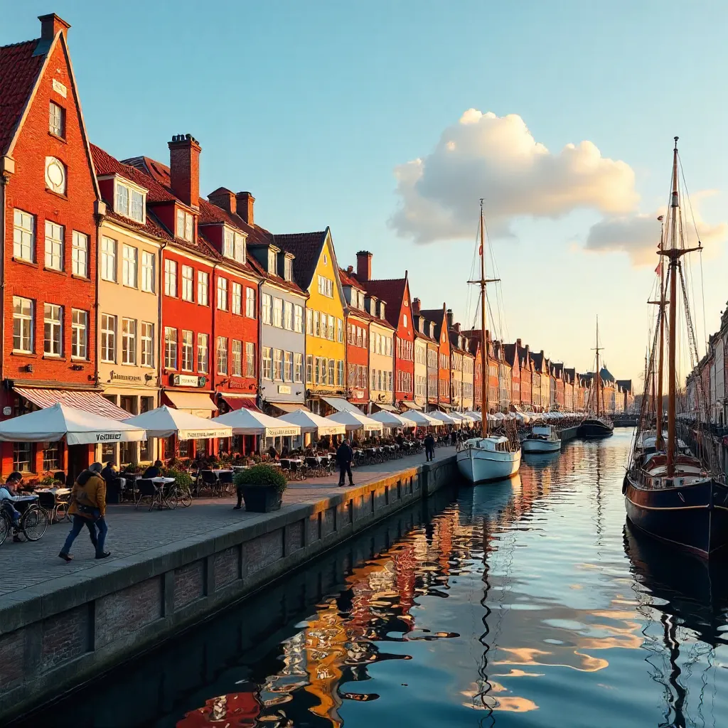 Nyhavn Canal: Colorful Houses and Boats at Sunset